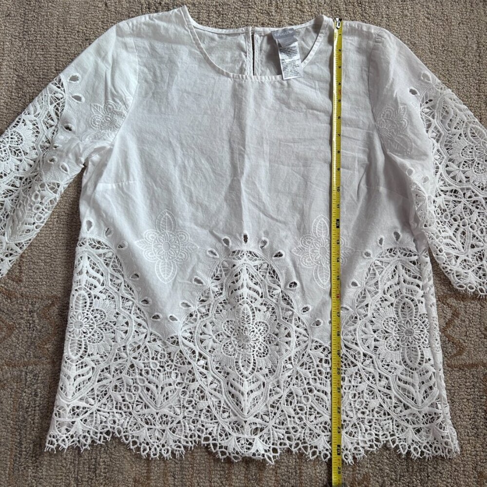 Delicate Eyelet Lace Prairie Blouse Boho French Girl European Summer Top Women 8 - Picture 10 of 12